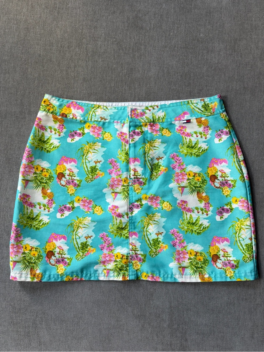 Vintage Tommy Jeans Y2K Hawaiian Hula Mini Skirt 2001 Swim M